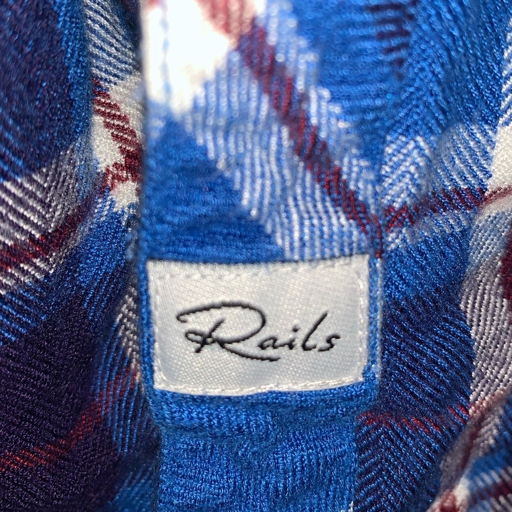 Rails Blue & Red Plaid Hunter Button Down Blouse … - image 5